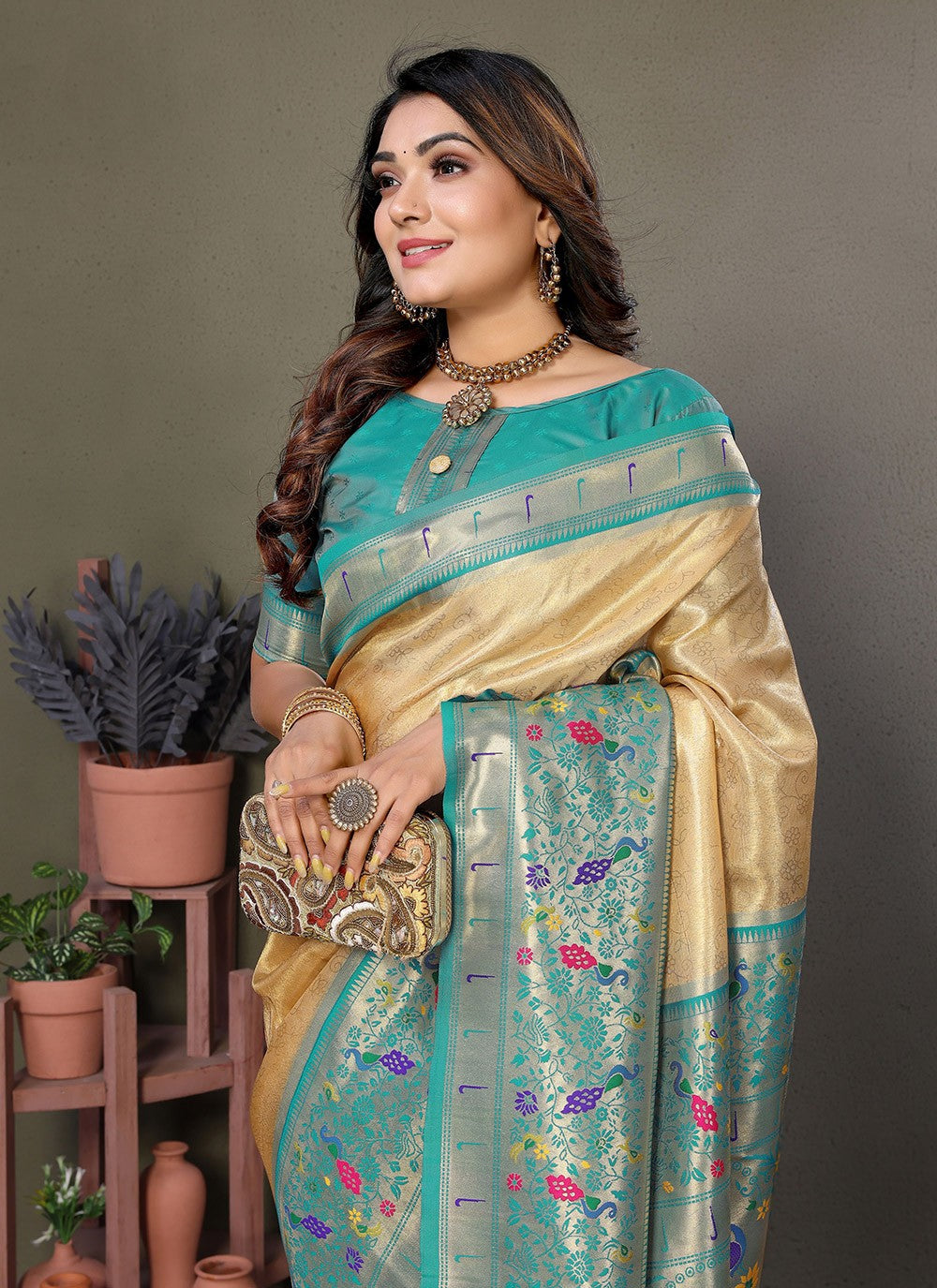 Woven Banarasi Silk Brown Saree S14702