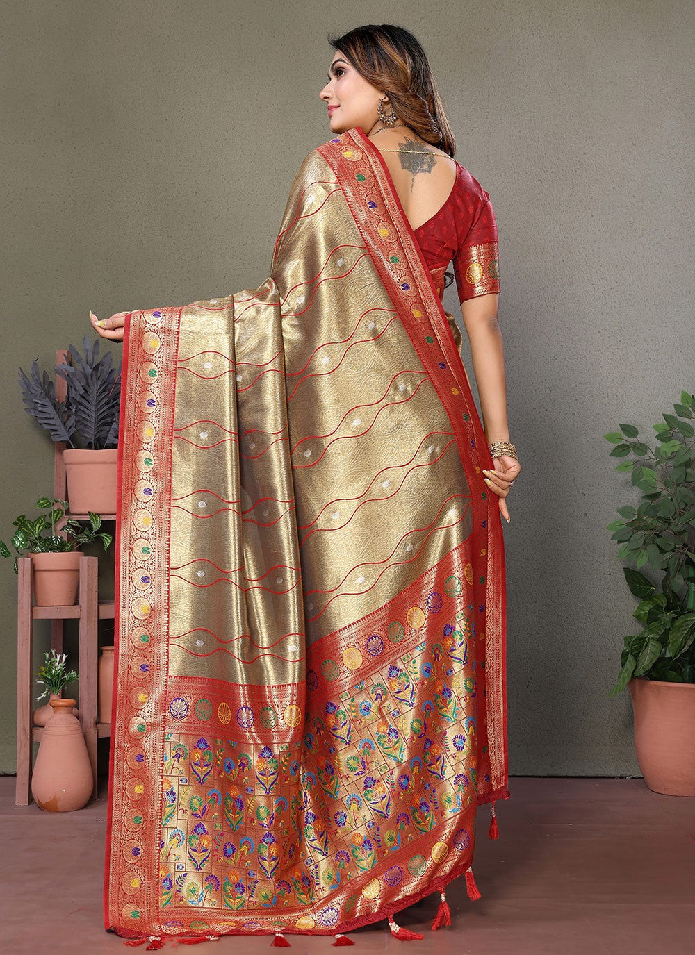 Woven Banarasi Silk Brown Saree S14787