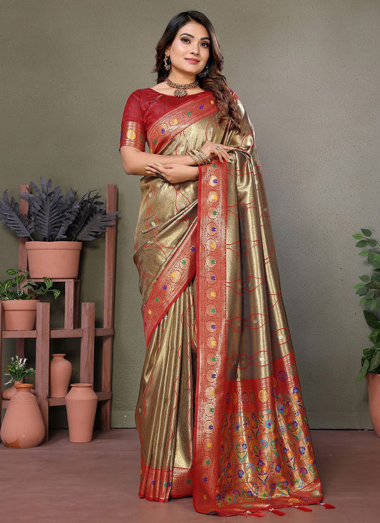 Woven Banarasi Silk Brown Saree S14787
