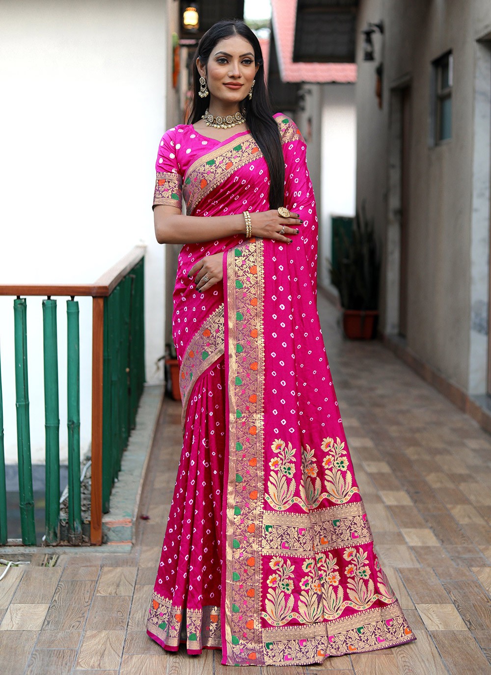 Traditional Bandhej Paithni, Silk Saree - S8842