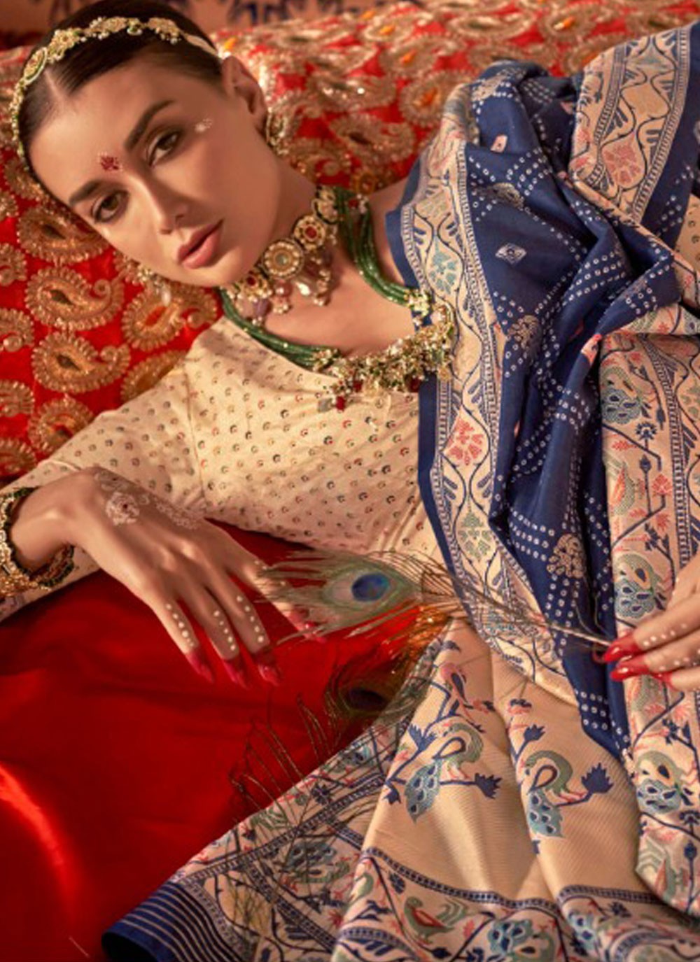 Bandhej Silk Navy Blue Trendy Saree S15503