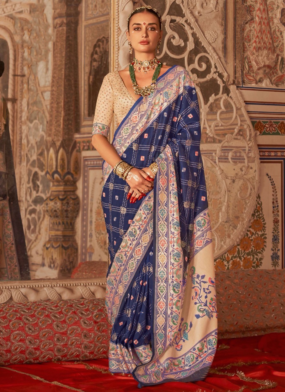 Bandhej Silk Navy Blue Trendy Saree S15503