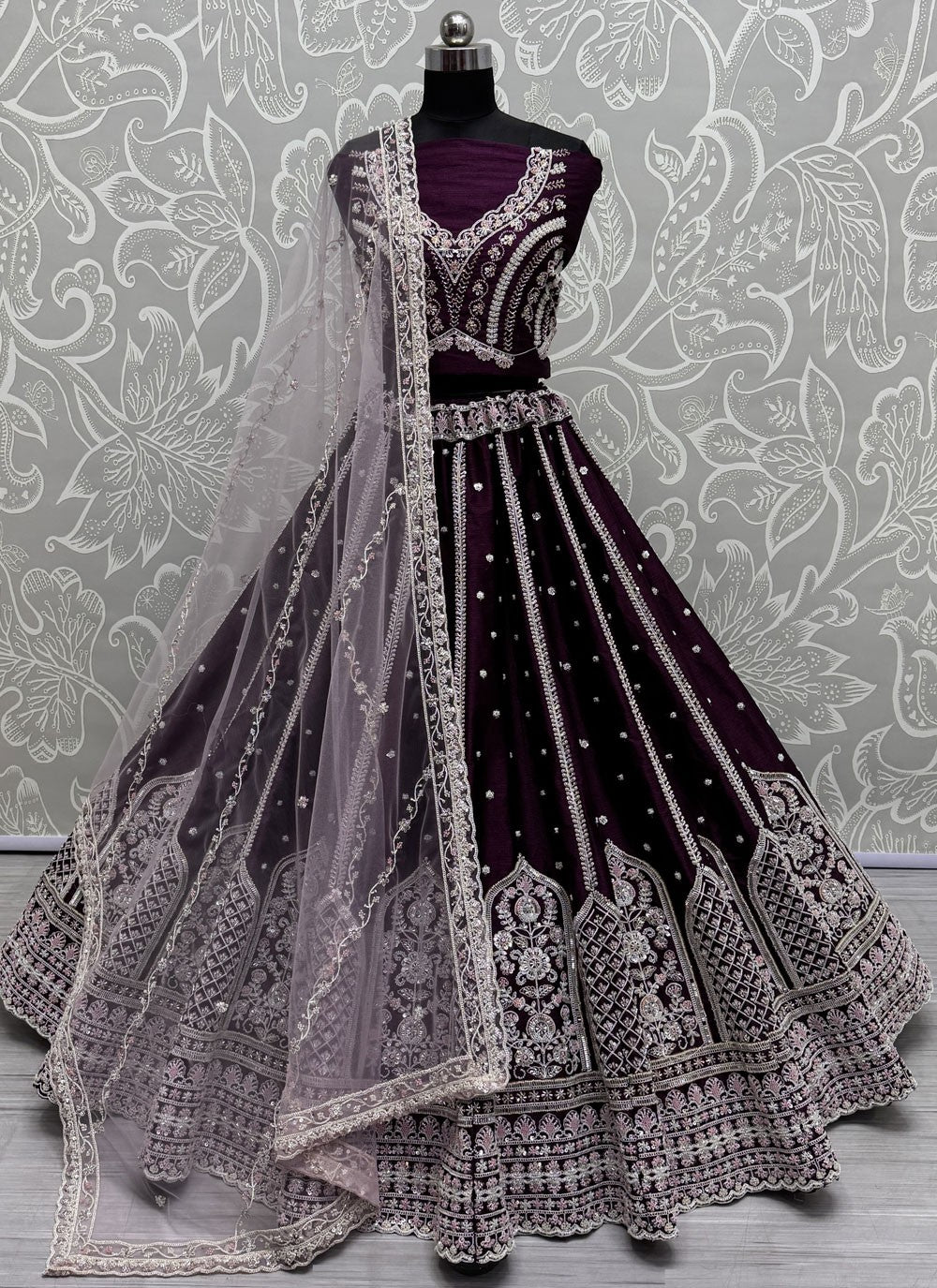Beads Silk Purple Lehenga - L3418