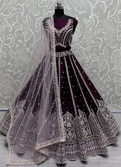 Beads Silk Purple Lehenga - L3418
