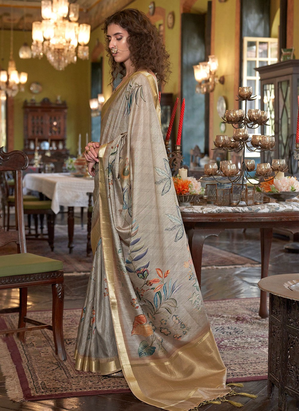 Casual Digital Print Banarasi Silk Saree - S6101