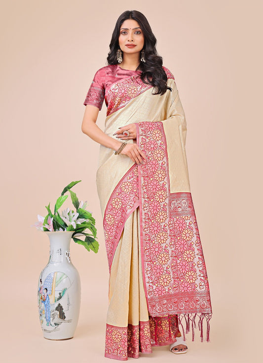 Woven Silk Beige Contemporary Saree S15166