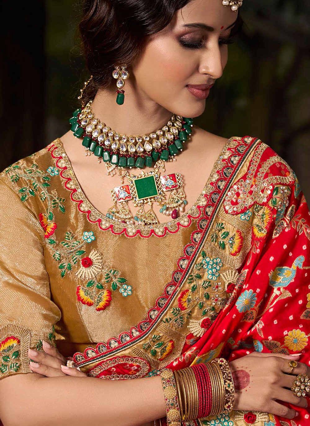 Beige Silk Half N Half Saree Embroidered S20494