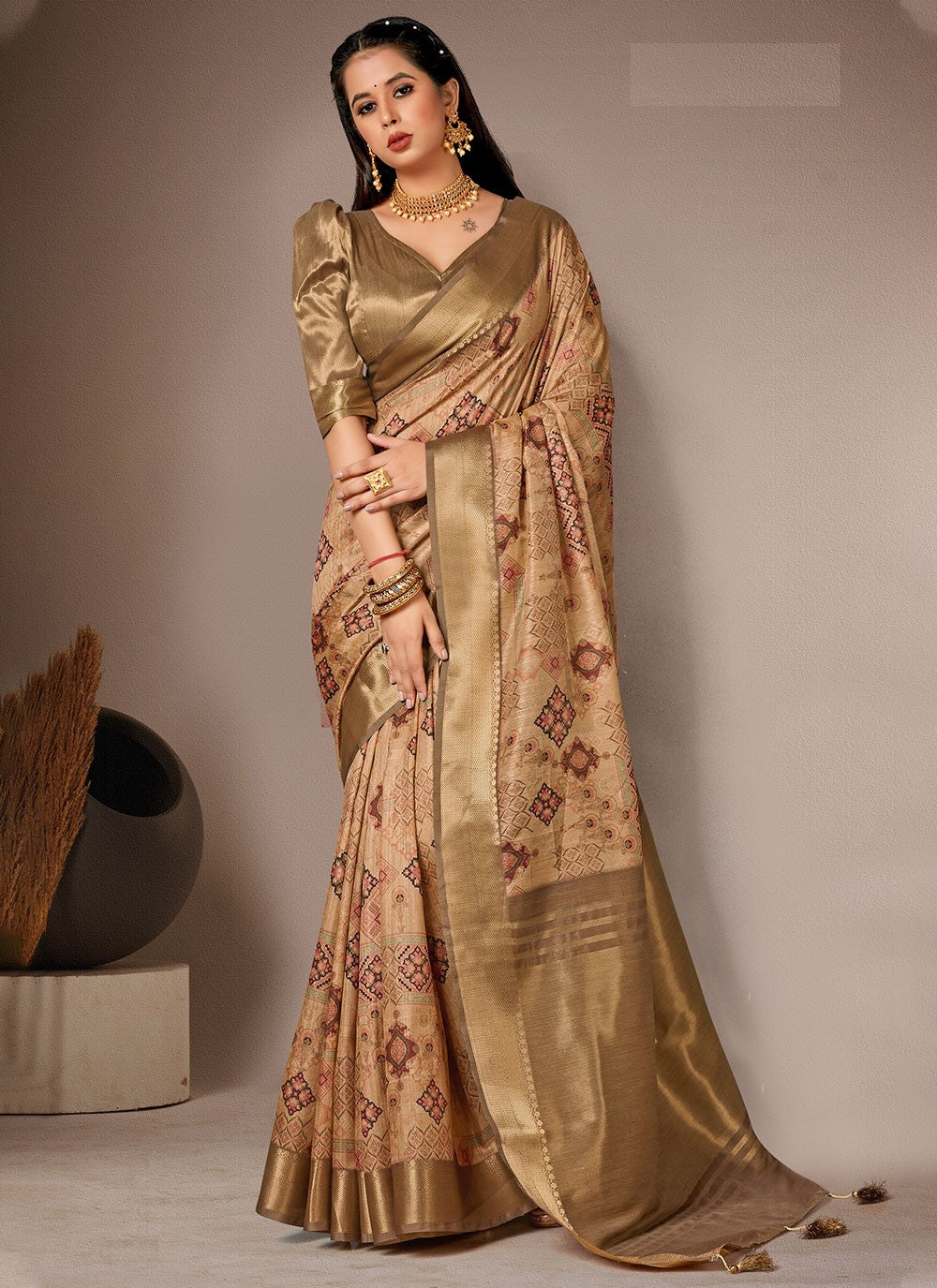 Classic Digital Print Bhagalpuri Silk Saree - S4557