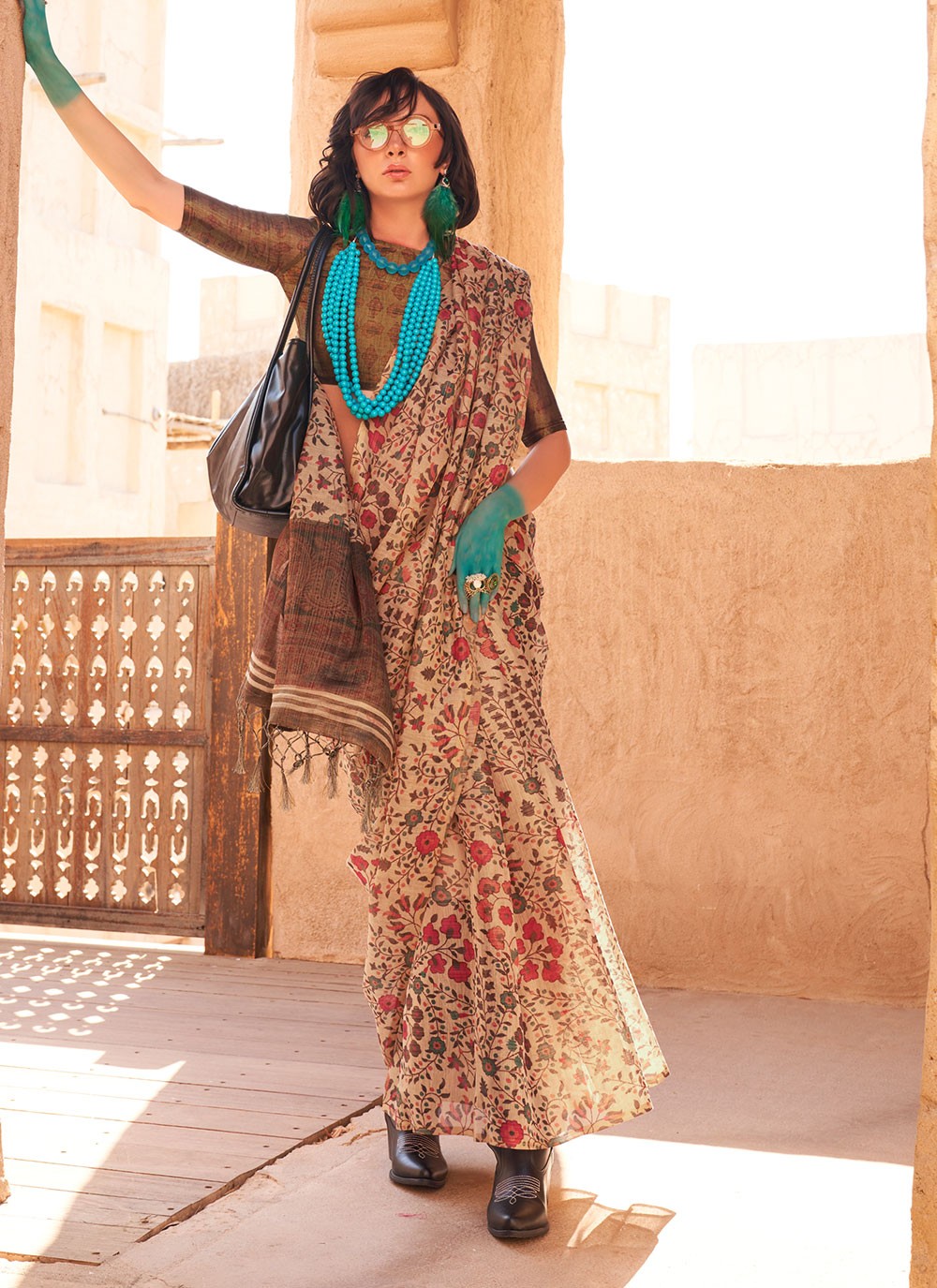 Classic Printed Tissue Saree - S6082