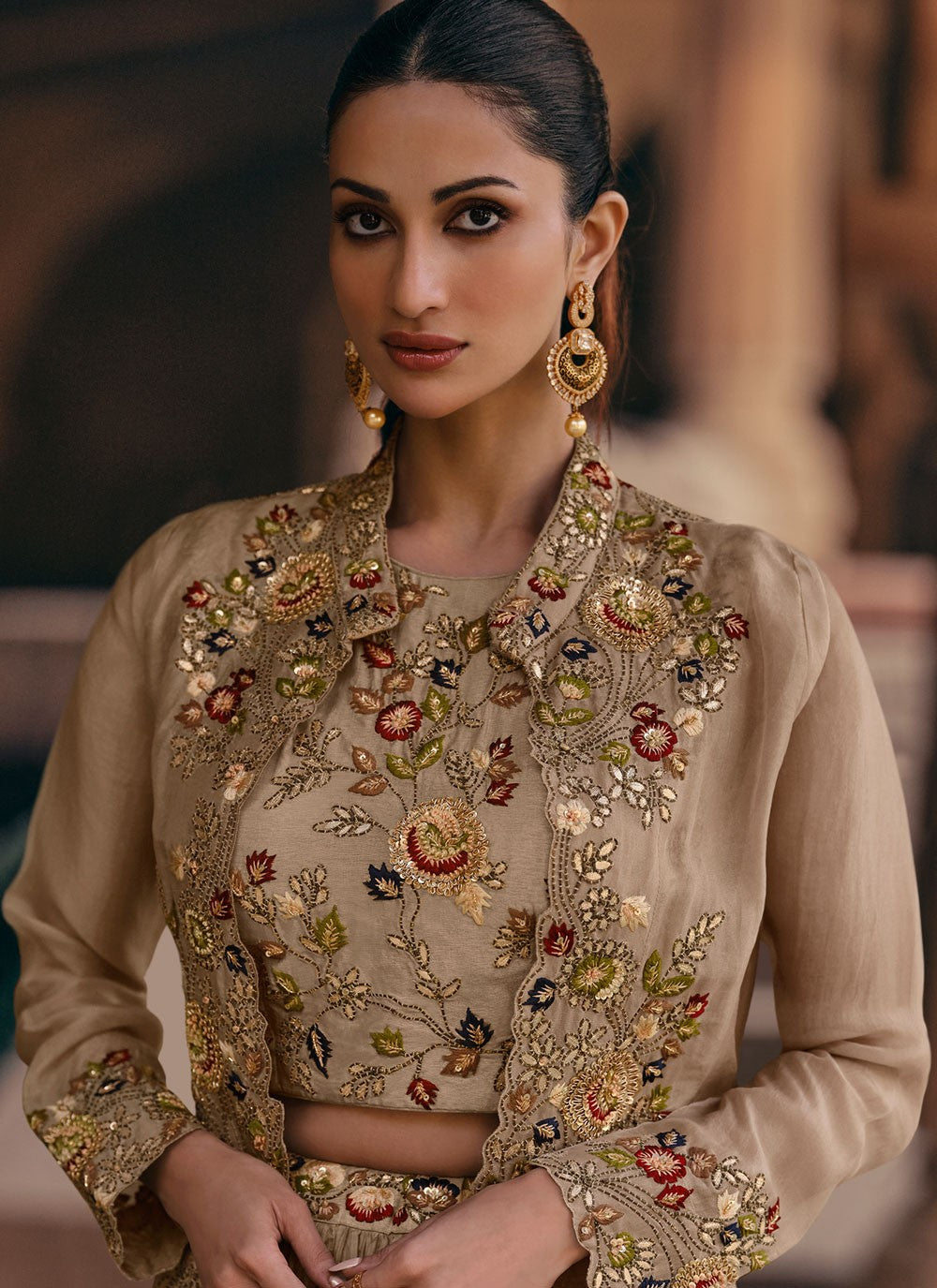 Chinon Mehandi & Sangeet, Reception Readymade Lehenga Choli L3638