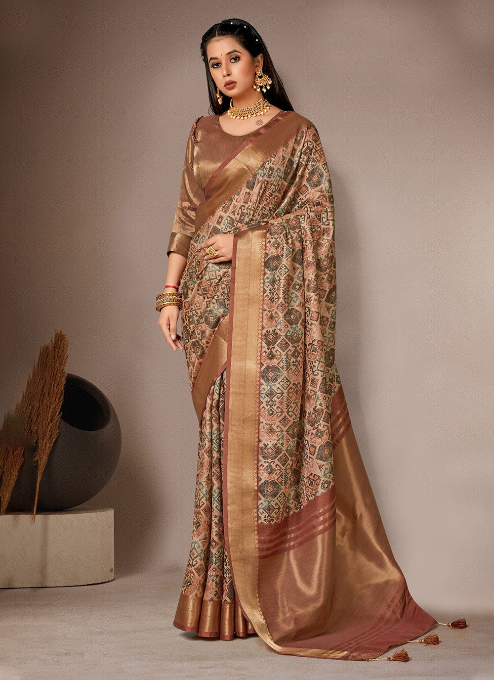 Classic Digital Print Bhagalpuri Silk Saree - S4557