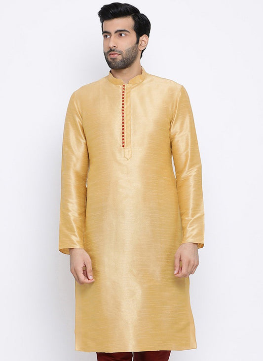 Plain Dupion Silk Beige Kurta - M1995