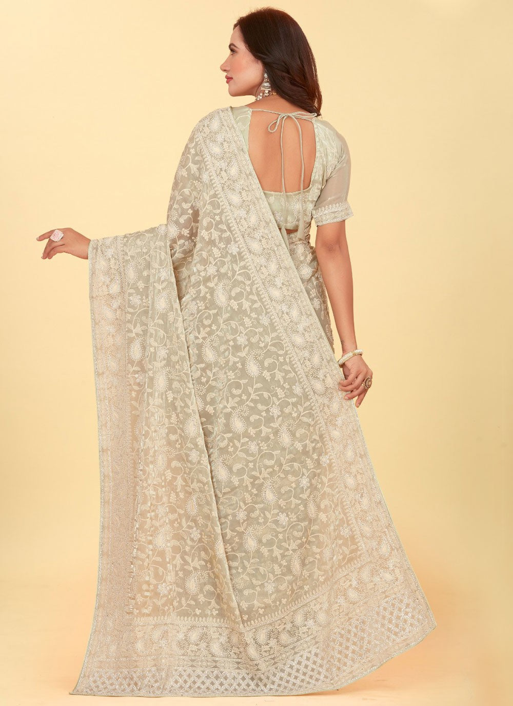 Dimond, Embroidered Jimmy Chu Saree - S12199