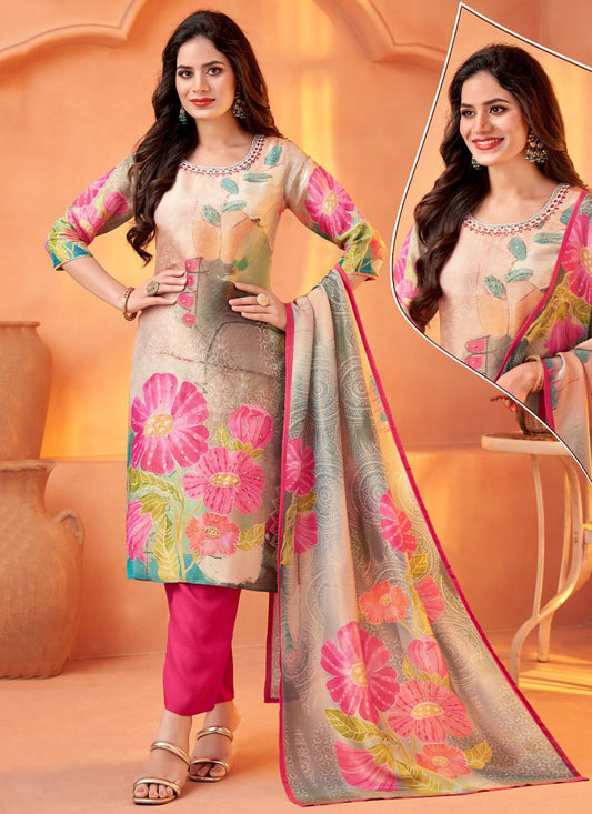 Salwar Suit Embroidered Beige Shimmer T5142