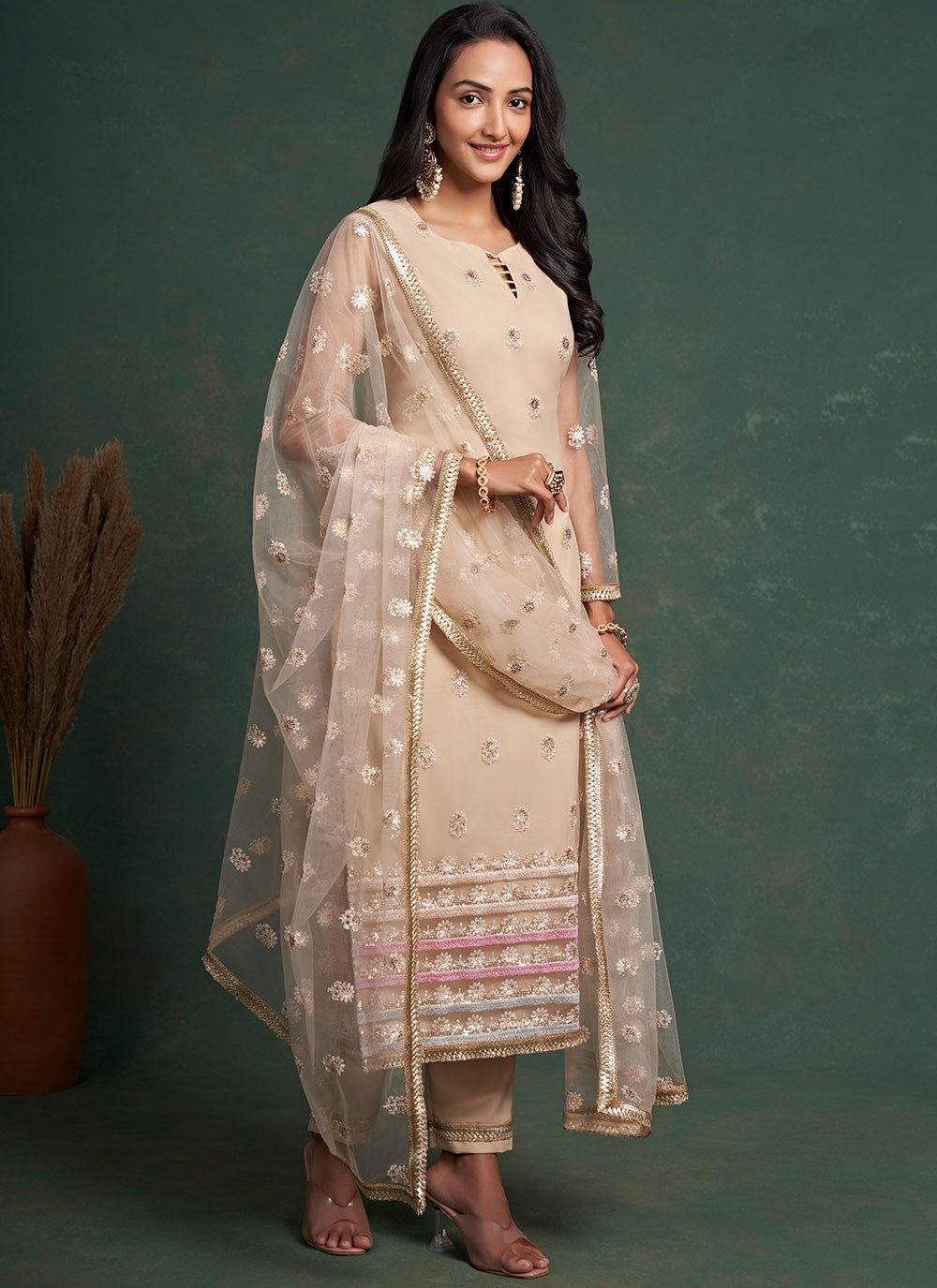 Faux Crepe Salwar Suit - T1083