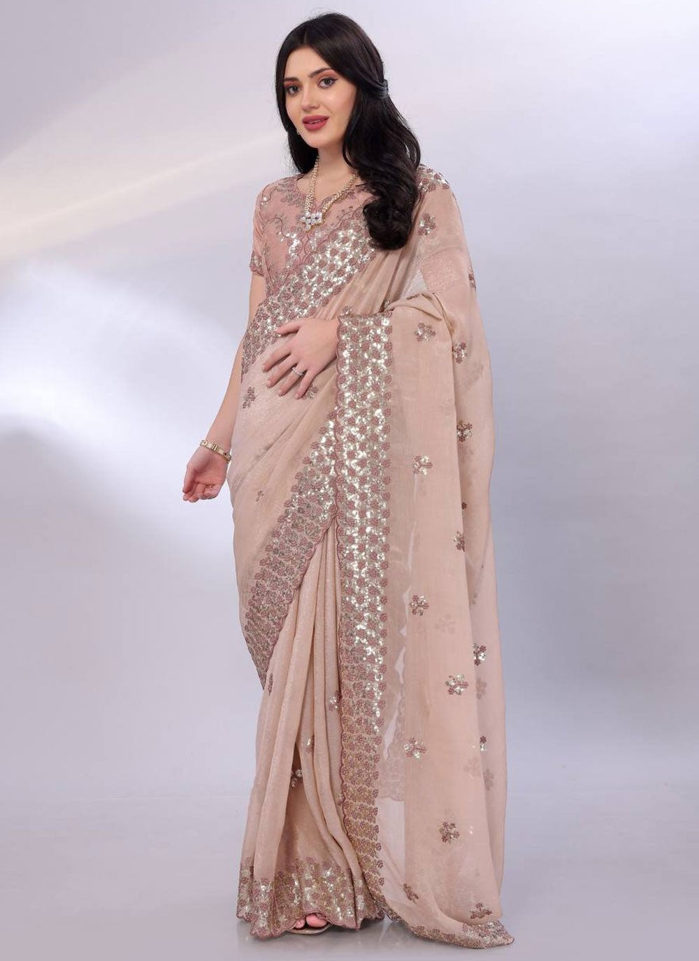 Classic Saree Cut Work Beige Tussar Silk Saree S13721