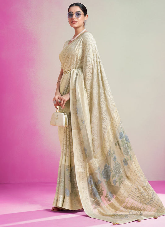 Classic Saree Printed Beige Georgette Saree S13366