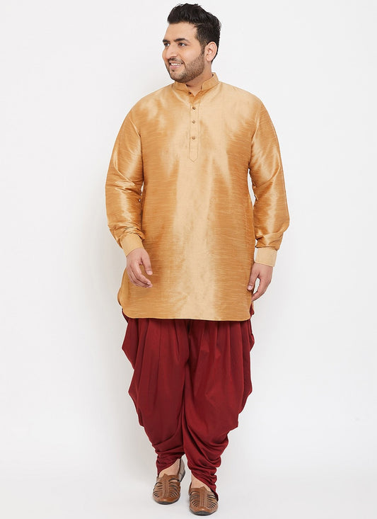 Plain Dupion Silk Beige Dhoti Kurta - M2649