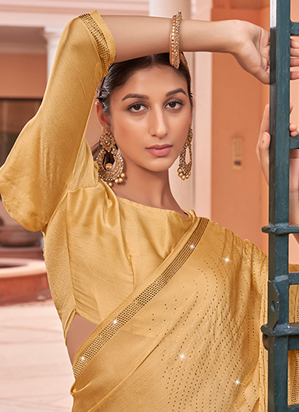 Trendy Swarovski Chiffon Satin Saree - S3507