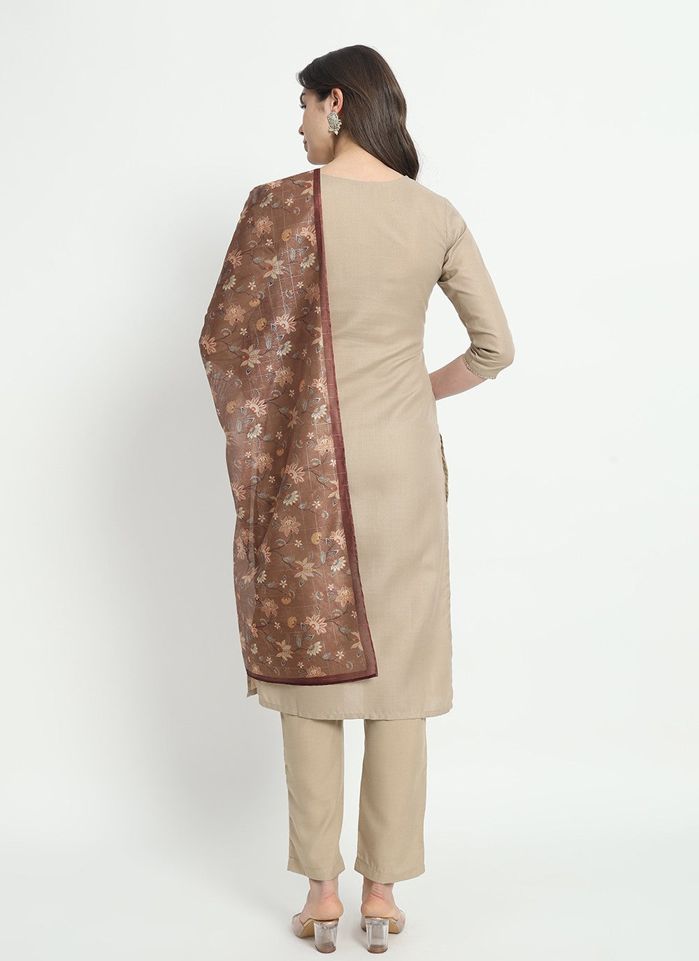 Embroidered Cotton Pant Style Suit - T4519