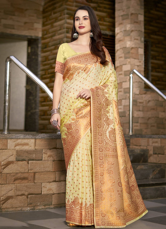 Weaving Zari Silk Beige Saree S14593