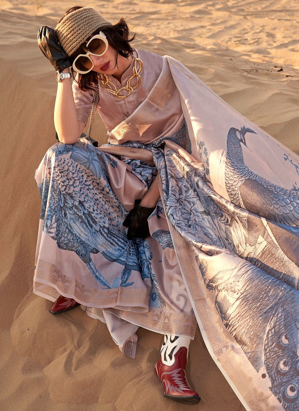 Classic Printed Tussar Silk Saree - S6232