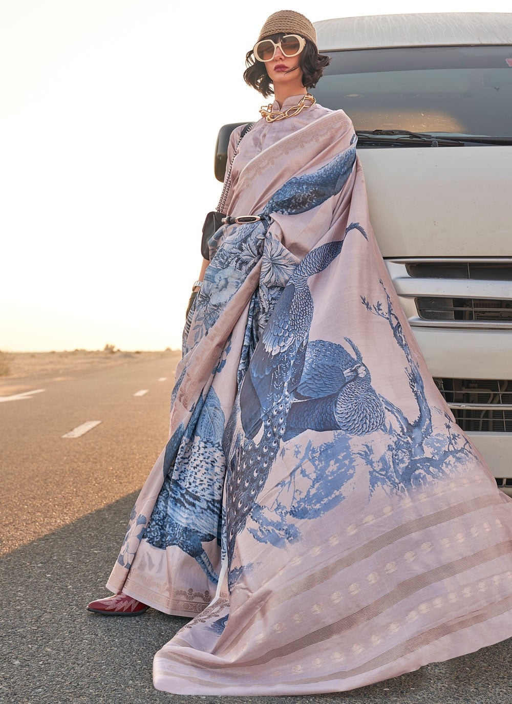 Classic Printed Tussar Silk Saree - S6232