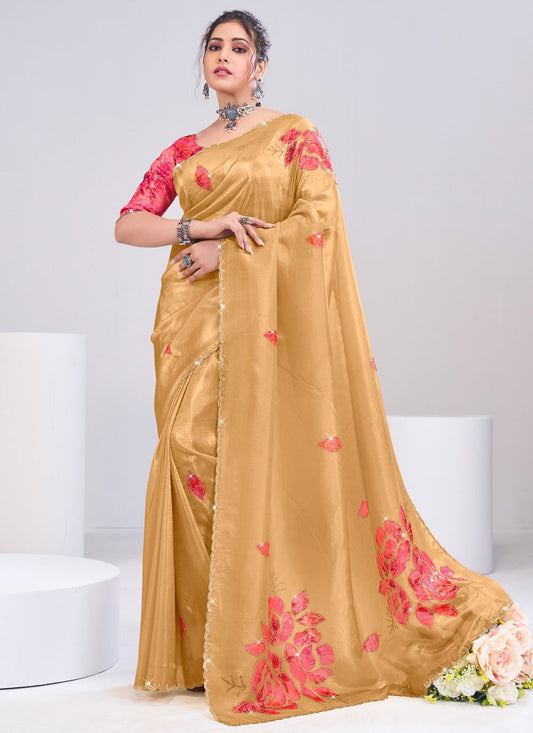 Beige Silk Traditional Saree Fancy Work S19883