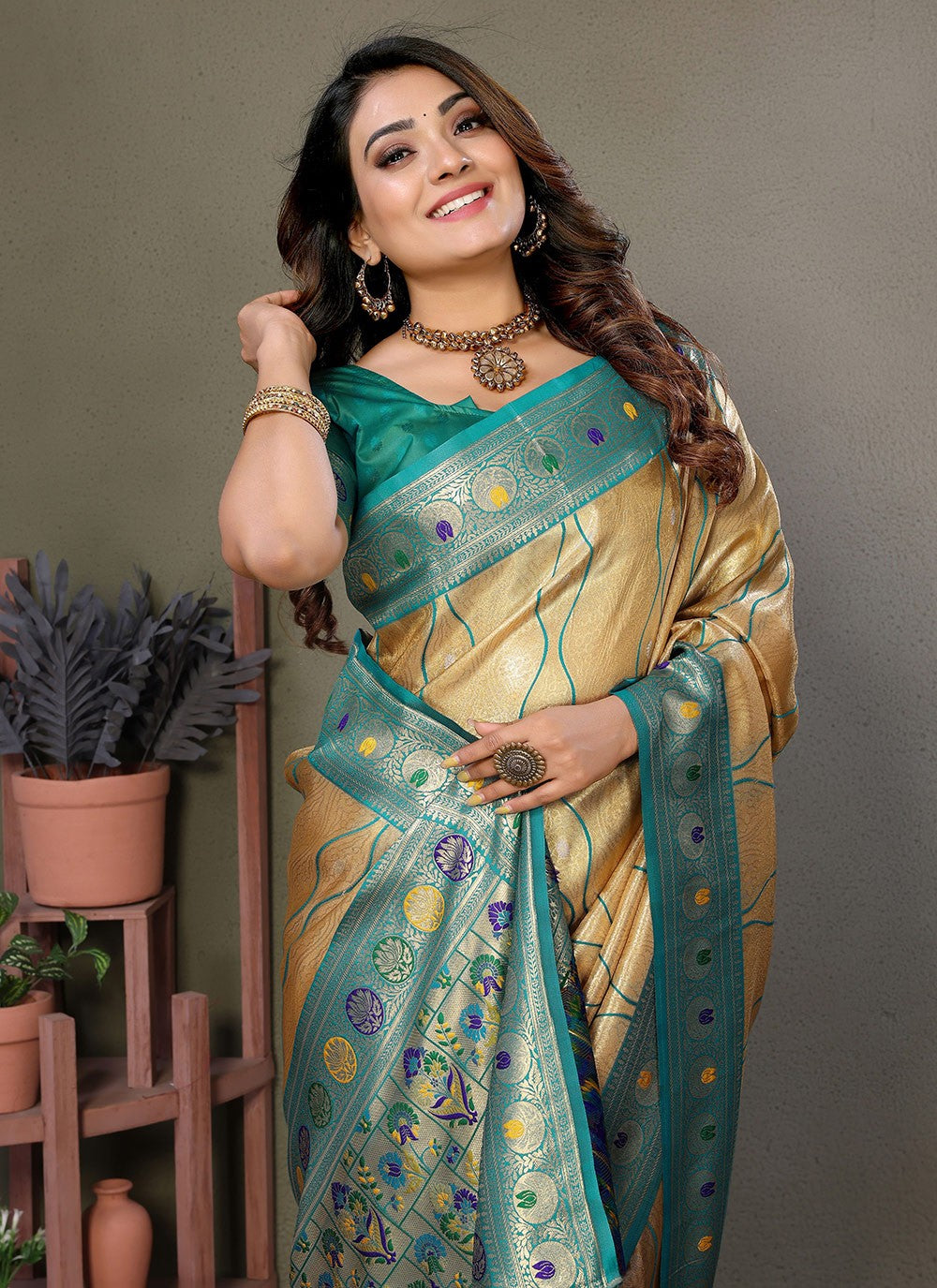 Woven Banarasi Silk Beige Saree S14788