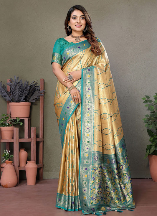 Woven Banarasi Silk Beige Saree S14788