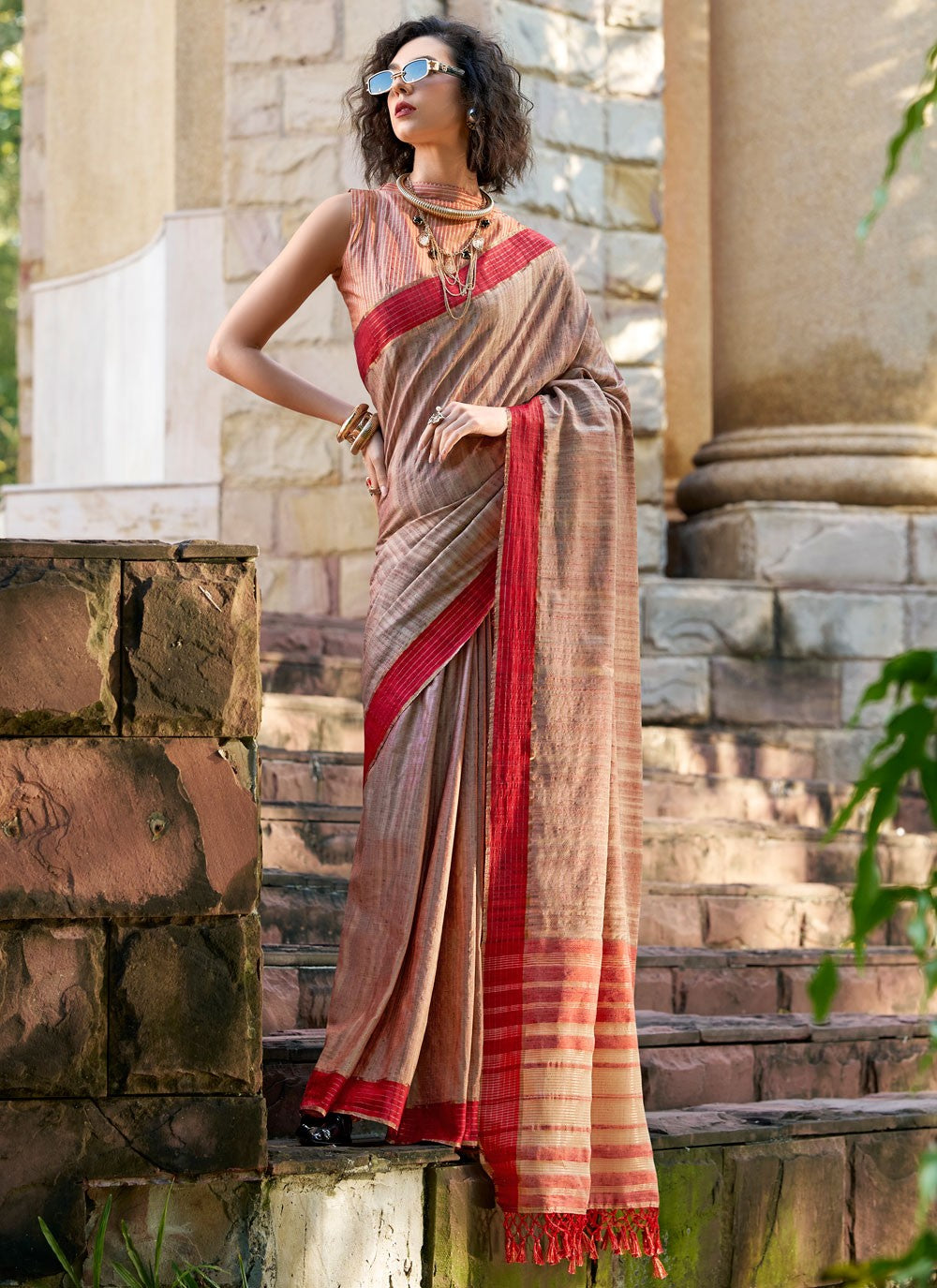 Classic Saree Zari Beige Katan Silk Saree S12912