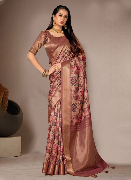 Classic Digital Print Bhagalpuri Silk Saree - S4557