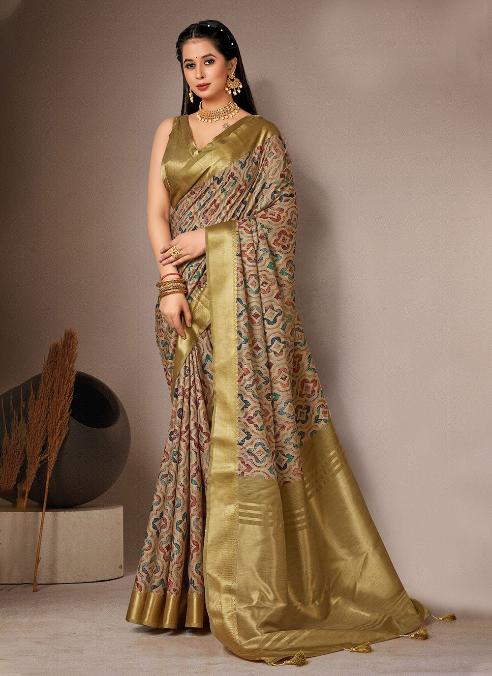 Classic Digital Print Bhagalpuri Silk Saree - S4557