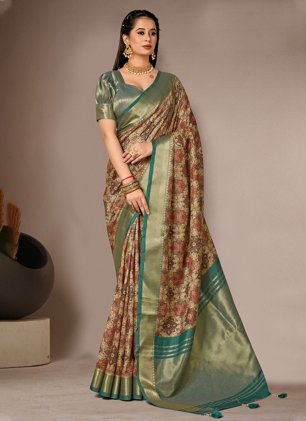 Classic Digital Print Bhagalpuri Silk Saree - S4557