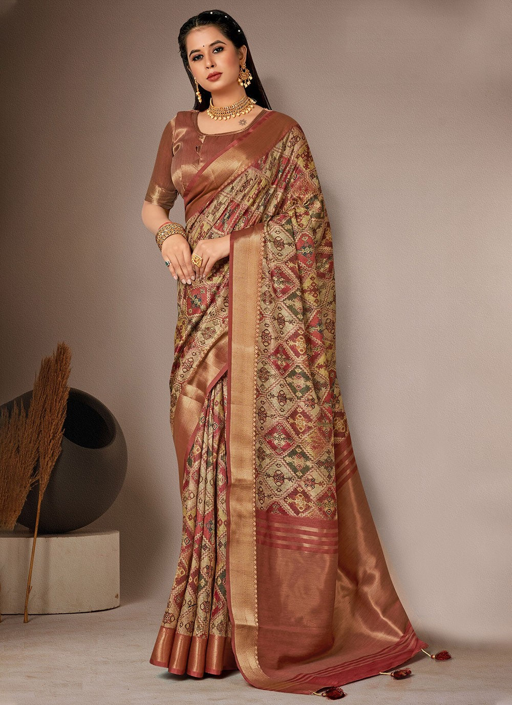 Classic Digital Print Bhagalpuri Silk Saree - S4557