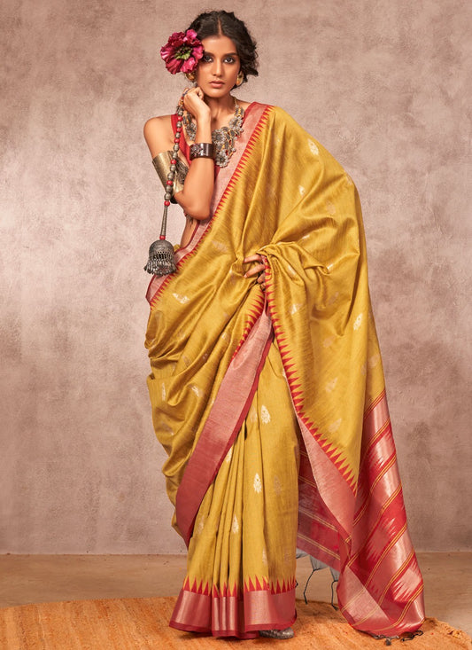 Weaving Zari Bhagalpuri Silk Gold Designer Saree S15563