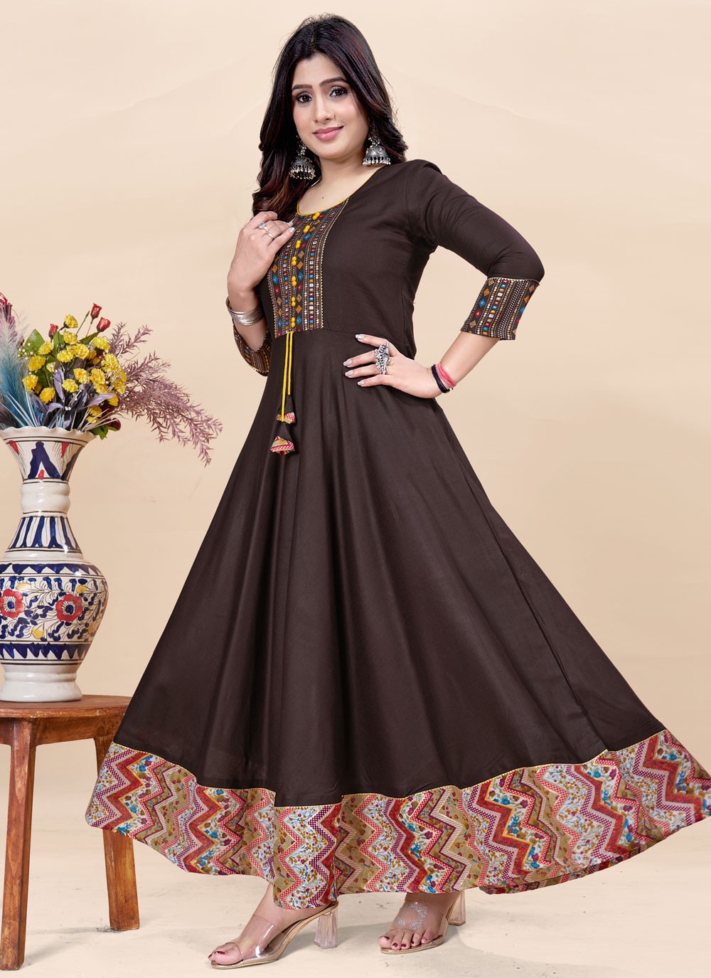 Fancy Work Rayon Gown - G1909