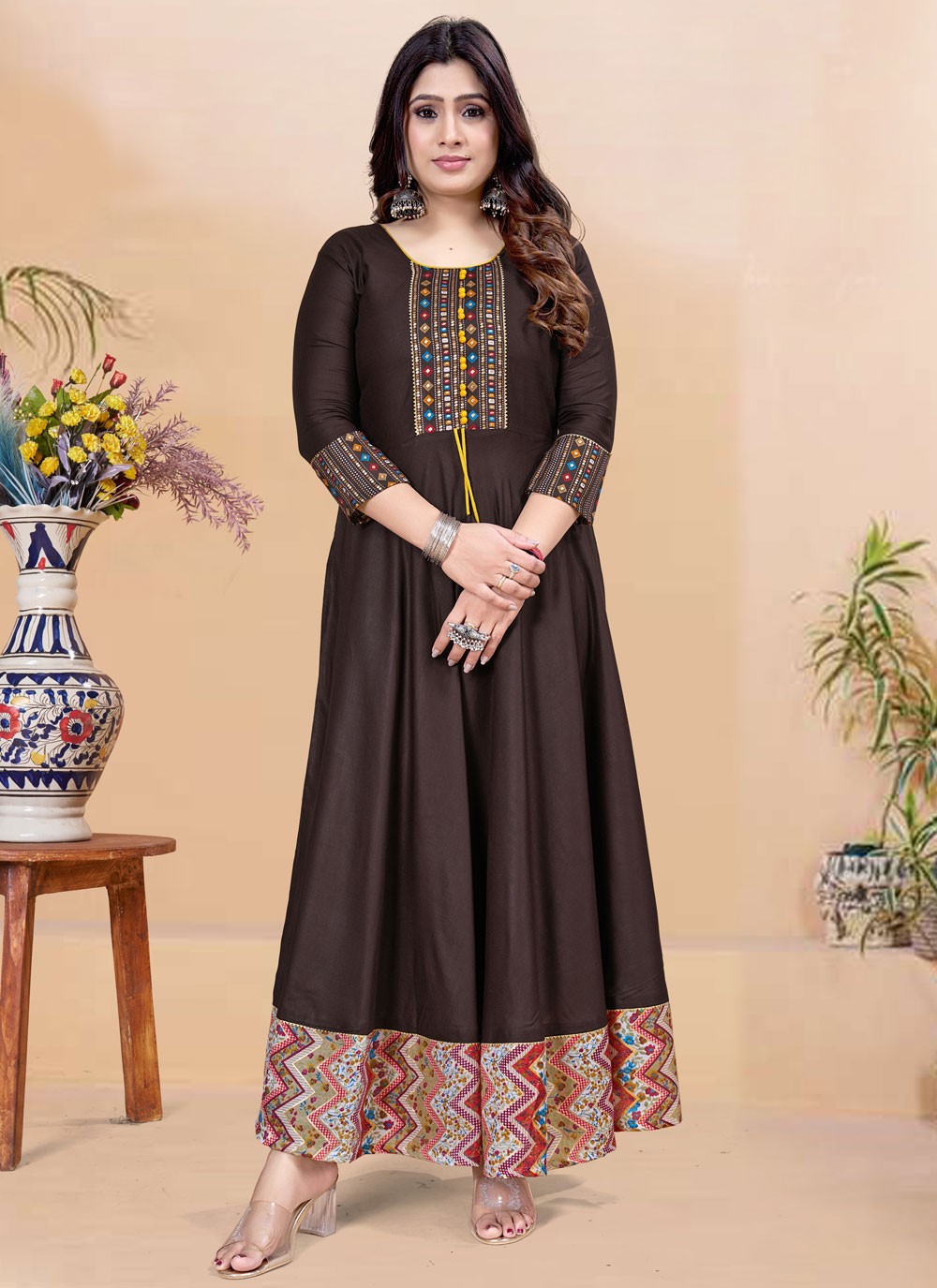 Fancy Work Rayon Gown - G1909