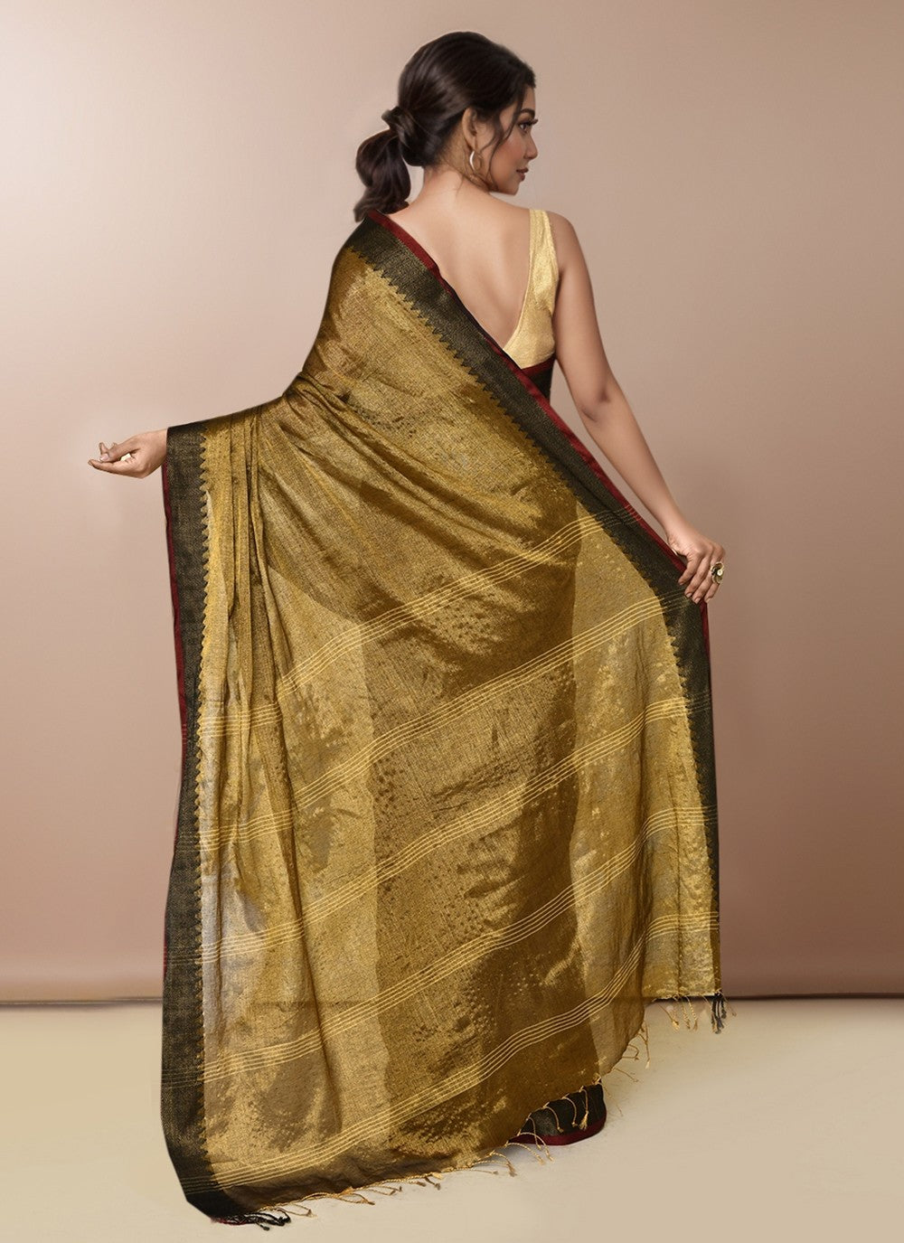 Black Tissue Contemporary Saree Border Work S20001