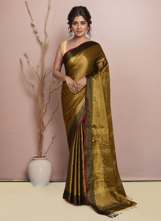Black Tissue Contemporary Saree Border Work S20001