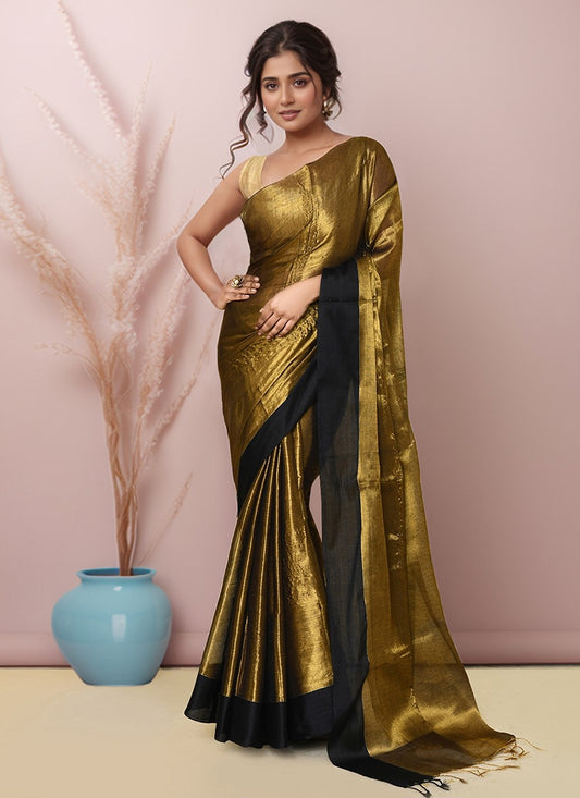 Black Cotton Contemporary Saree Border Work S20007
