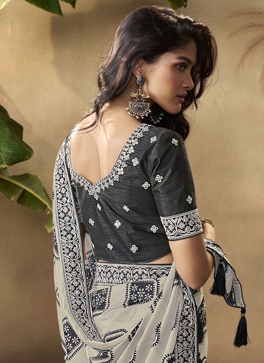 Classic Digital Print Crepe Silk Saree - S5459