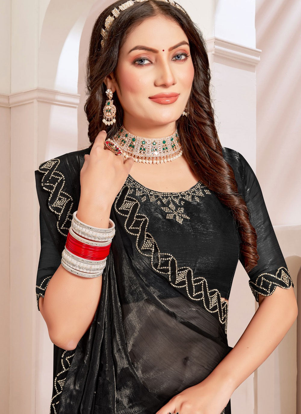 Classic Cut Work Silk Saree - S7798