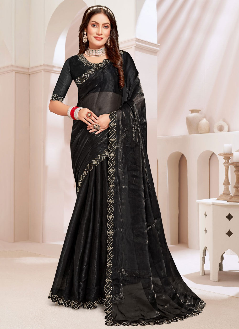 Classic Cut Work Silk Saree - S7798