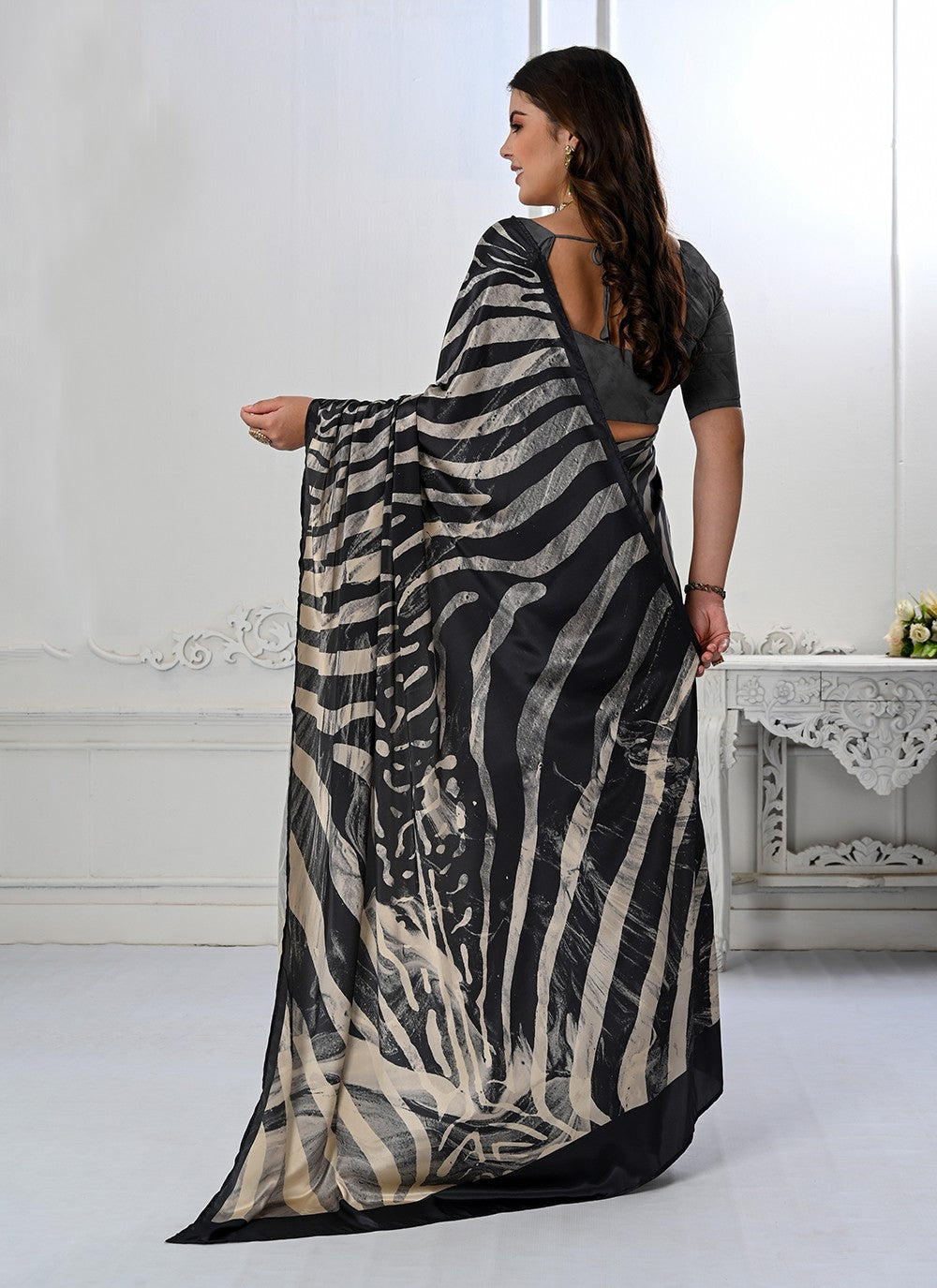 Classic Digital Print Crepe Silk Saree - S3219