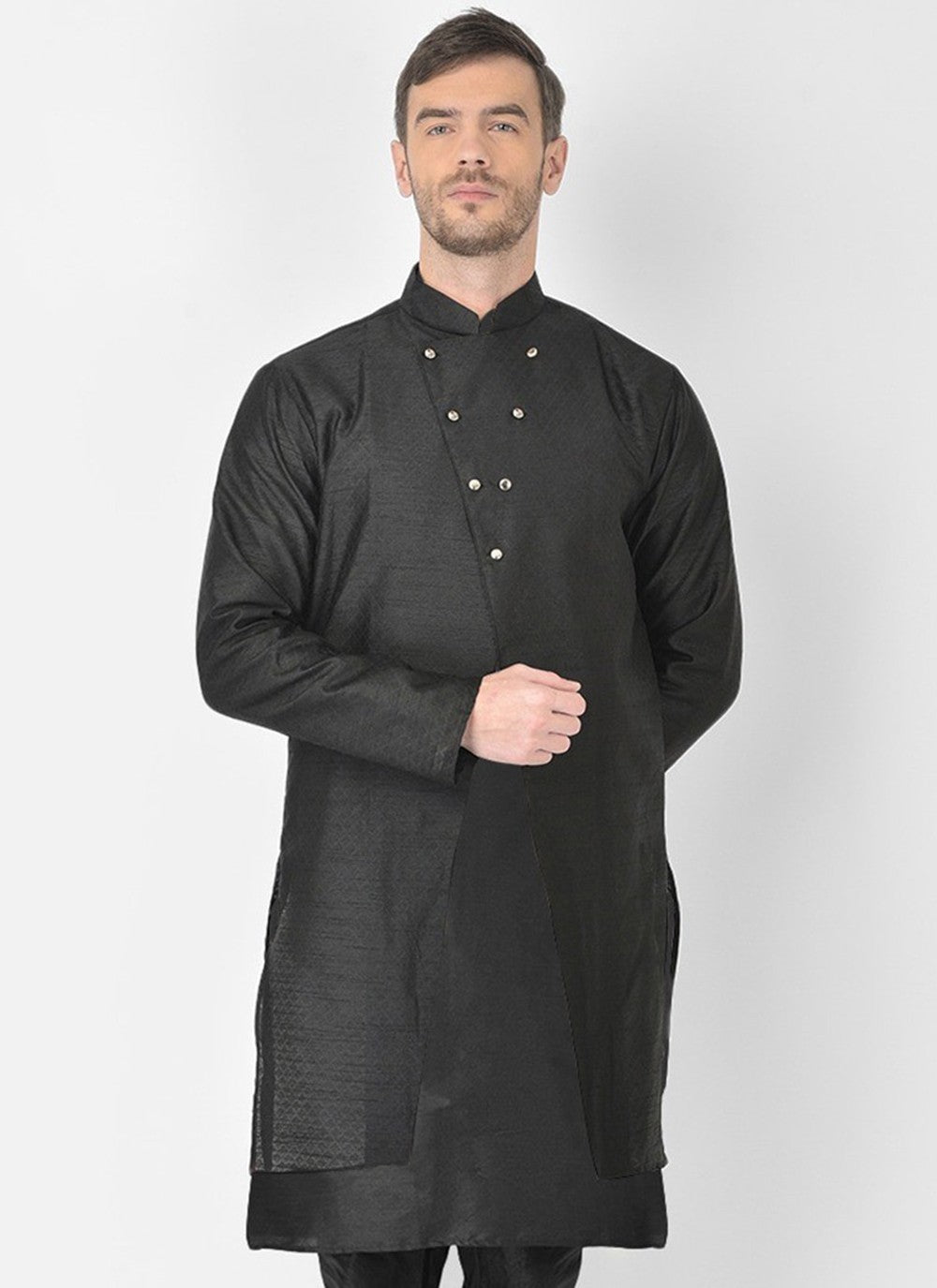 Fancy Work Dupion Silk Black Jacket Style - M3217