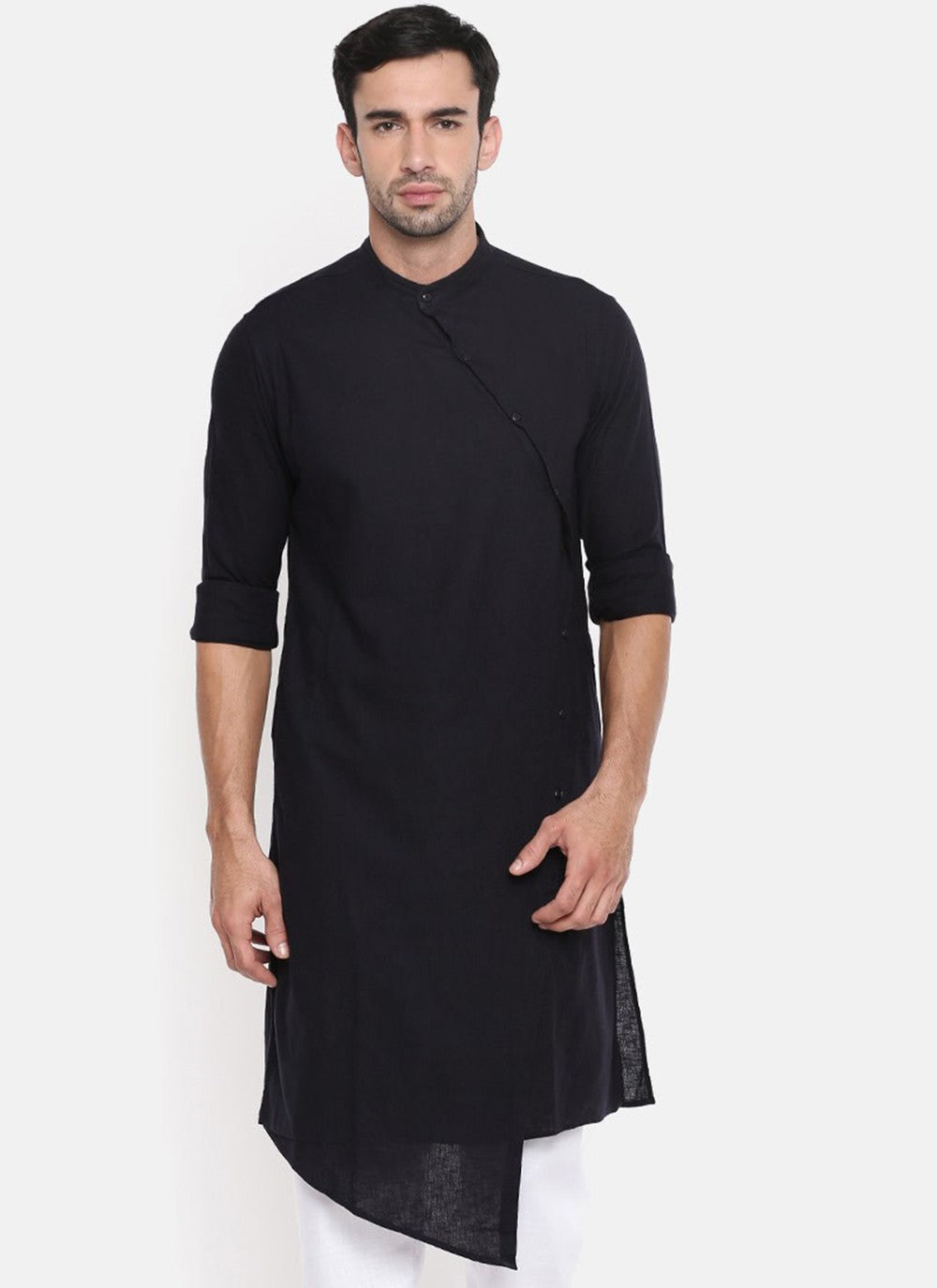 Plain Cotton Black Kurta - M1965