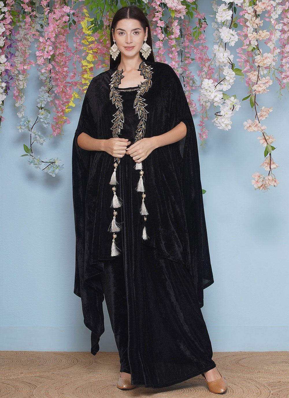 Embroidered Velvet Gown - G1850