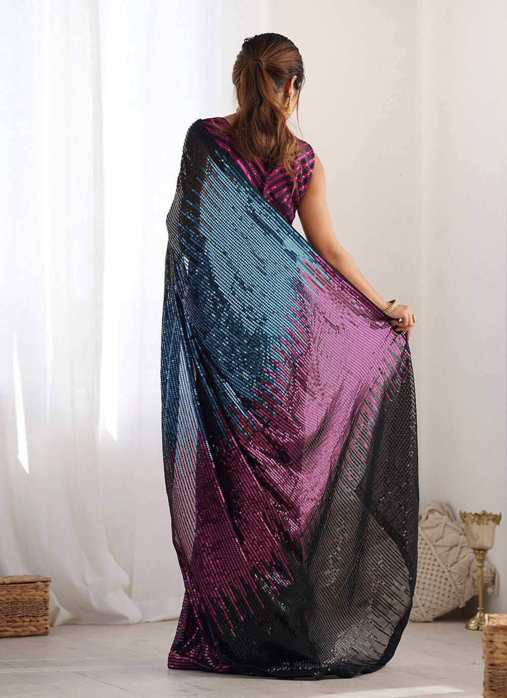 Trendy Saree Embroidered Black Georgette Saree S12374