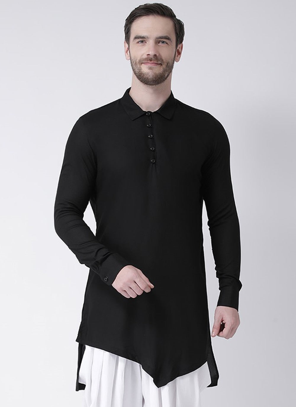 Plain Cotton Black Kurta - M1949
